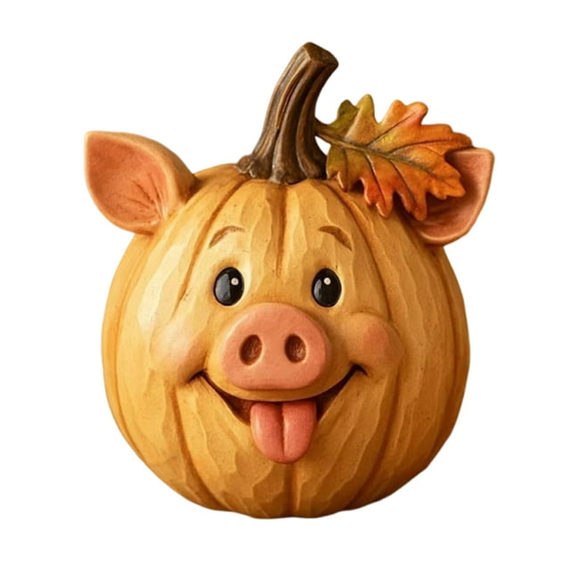 Bewildely Bonita decoración de calabaza de cerdo, estatuas de otoño, estatua de calabaza de granja para Halloween, Acción de Gracias y Pascua. Kits de decoración para fiestas cerdo