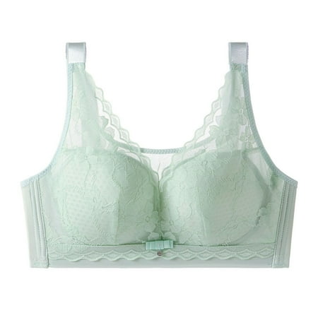 Gnurob Saving Women s Lace No Underwire Bra Full Coverage Push Up Bralette Beauty Back Smoothing Bras Padded Wireless Bralettes Deals 08-Green 44/100C