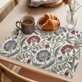 thumbnail image 3 of Boho Floral Placemats Set of 2 Farmhouse Retro Botanical Vine Flowers Place Mats Indoor Wipeable Table Mats Washable Cloth Dining Table Placemats for Kitchen Holiday Party Home Decor 13x19 Inch, 3 of 9