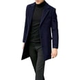 thumbnail image 3 of Men's single-breasted winter coat with a notched collar, mid-length casual jacket with pockets, 3 of 4