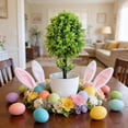 thumbnail image 3 of Artificial Bonsai Tree Small Potted Green Plant Realistic Flower Ball Desktop Ornament for Easter Spring Home Decor, 3 of 8