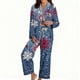 thumbnail image 2 of Puyaiuu Women 2 Piece Christmas Satin Pajama Set Cute Print Long Shirt Loose Shorts Matching Set Loungewear Gift, 2 of 5