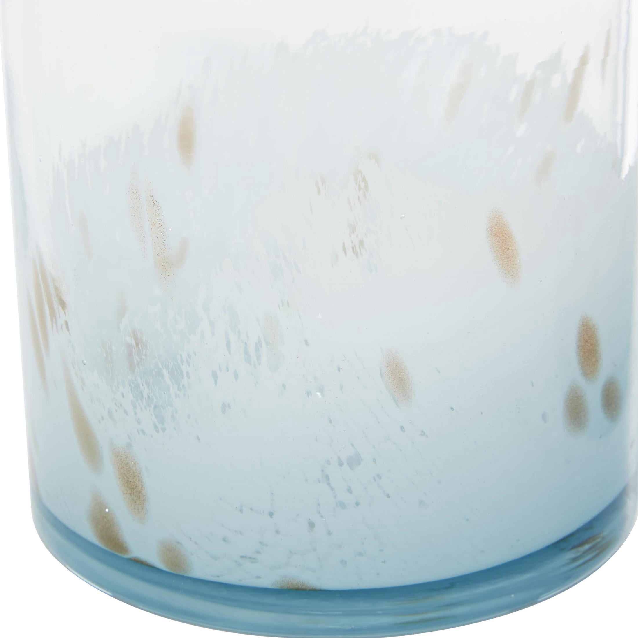 DecMode 5"W, 9"H Blue Glass Shell Handmade Decorative Jars with Whale and Seashell Tops, 2-Pieces