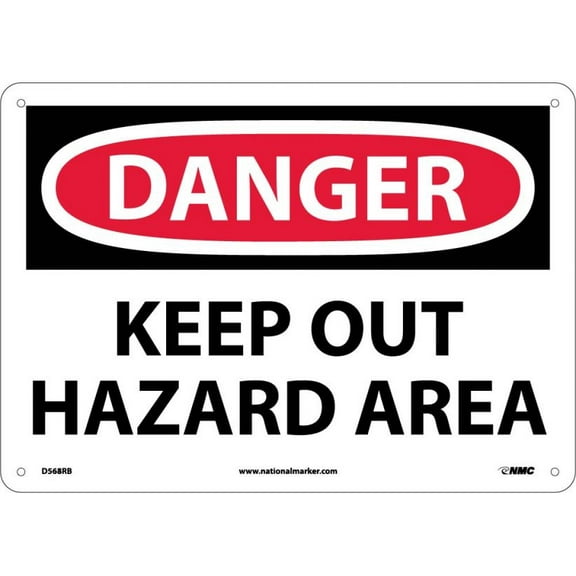 NMC Signs D568Rb, Danger Keep Out Hazard Area Sign, 10 X 14, Rigid Plastic .050