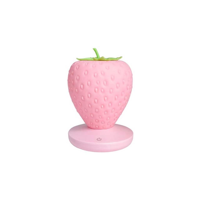 Ounissouiy Luz de noche de fresa LED ABS, portátil, 1200mAh, recargable, lámpara de noche para dormitorio de niñas, herramienta de Iluminación y accesorios Rosado