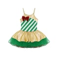 thumbnail image 3 of YiZYiF Girls Camisole Candy Cane Striped Ballet Tutu Dance Dress Figure Skating Christmas Costume Green 4, 3 of 7