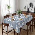 thumbnail image 6 of Light Blue White Leaves Table Cloth Waterproof Tablecloths, Spring Pastoral Rustic Botanical Tablecloth Dining Table Cover for Kitchen Party Tabletop Outdoor, Rectangle Tablecloth 60x102 Inch, 6 of 9