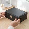 thumbnail image 2 of Verrou de Sécurité Jewelry Box à Double Couche en Microfibre Cuir Compartiments Réglables Étui à Bijoux pour Bagues, 2 of 7