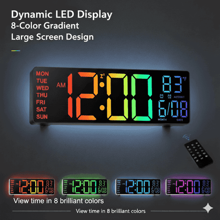 LEIKE Digital Wall Clock for Classroom Livingroom Game Home Decor with LED Display RGB Lights LEIKE Digital Wall Clock for Classroom Livingroom Game Home Decor with LED Display RGB Lights 51