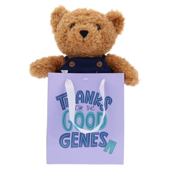 Bear Plush in Good Genes Gift Bag, Brown and Blue, Mother's Day by Way To Celebrate