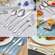 Vesteel 45 Pieces Silverware Set with Serving Utensils, Stainless Steel Modern Flatware Cutlery Set for 8, Eating Utensils Tableware Include Forks Knives Spoons, Mirror Polished & Dishwasher Safe