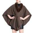 thumbnail image 1 of Cape Châle Tricotée Couleur Unie, Col Faux Élégant pour Femmes, 1 of 8