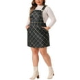 thumbnail image 4 of Agnes Orinda Plus Size Overall Dress for Women Vintage Plaid Printed Adjustable Straps Pinafore Dresses 2X Navy Blue, 4 of 6