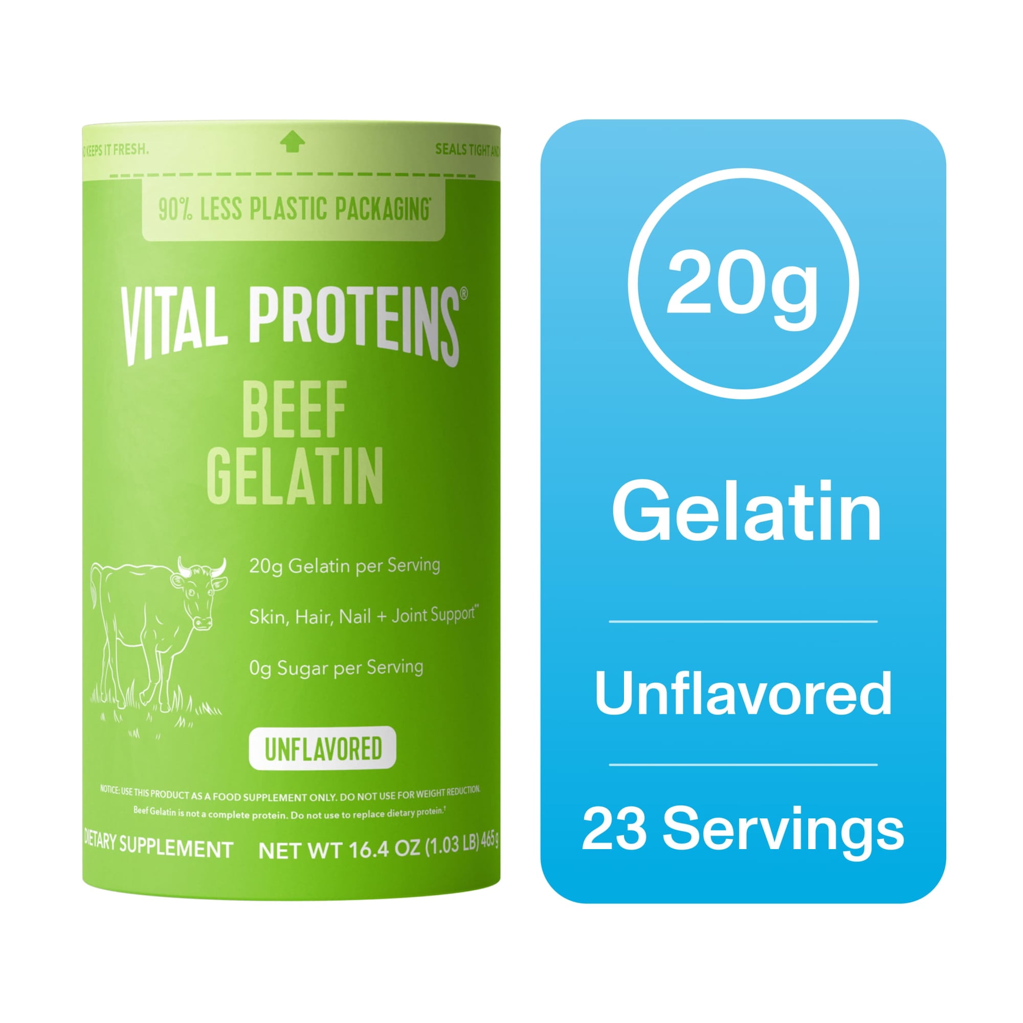 Vital Proteins Beef Gelatin Powder; Hair, Skin and Joint Support, Unflavored 16.4 oz