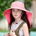 thumbnail image 2 of Watermelon Red UPF 50+ Legionnaire Sun Hat for Kids, Wide Brim with Neck Flap Adjustable Chin Strap Unisex Boys Girls Ages 6-14 Nylon Outdoor,Size Free Size, 2 of 5