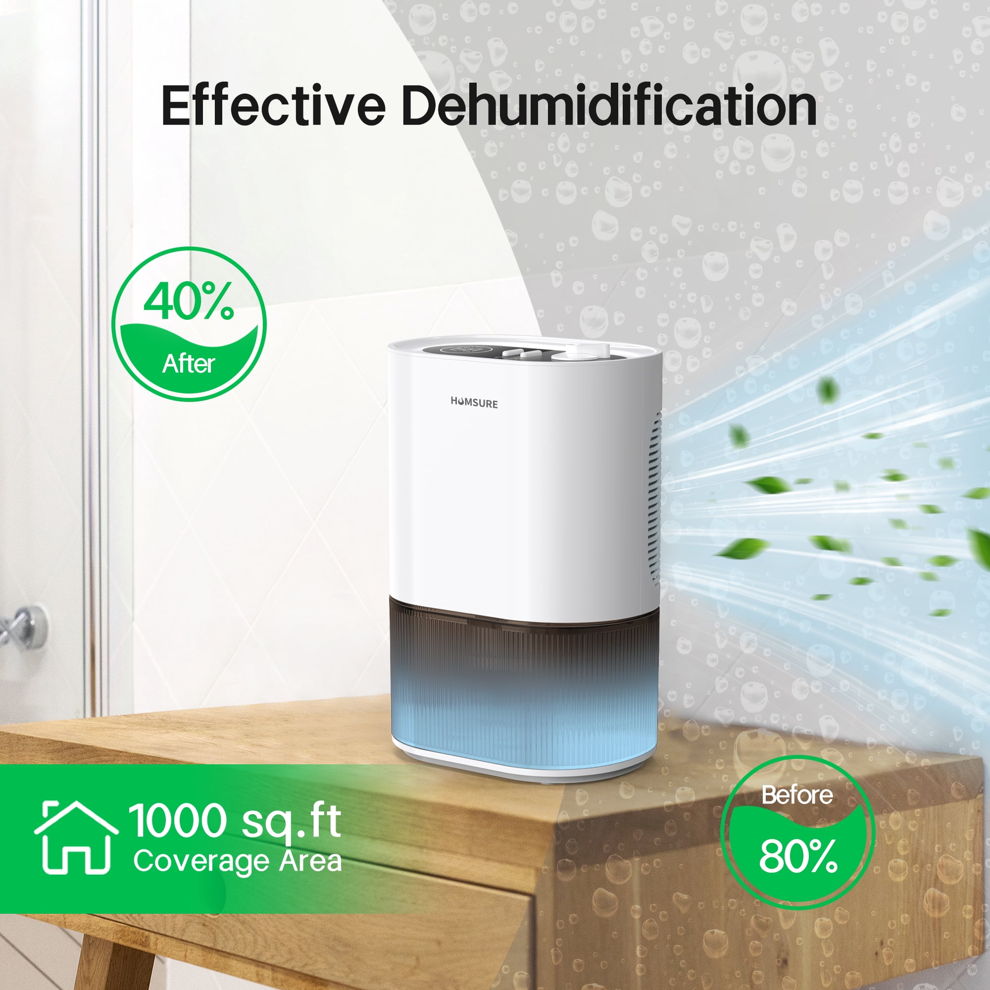 Dehumidifier 120 oz. Large Capacity Tank, Powerful Dehumidifier LED Display with Timer 7-Colour Ambient Light, Auto off, Sleep Mode, Timer, Energy Efficient Cabinet Bathroom 04