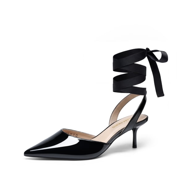 DREAM PAIRS Women's Slingback Kitten Low Heel Closed Toe Ankle Strap Heels Pointed Toe Strappy Pumps Shoes Party Wedding Dress Shoes