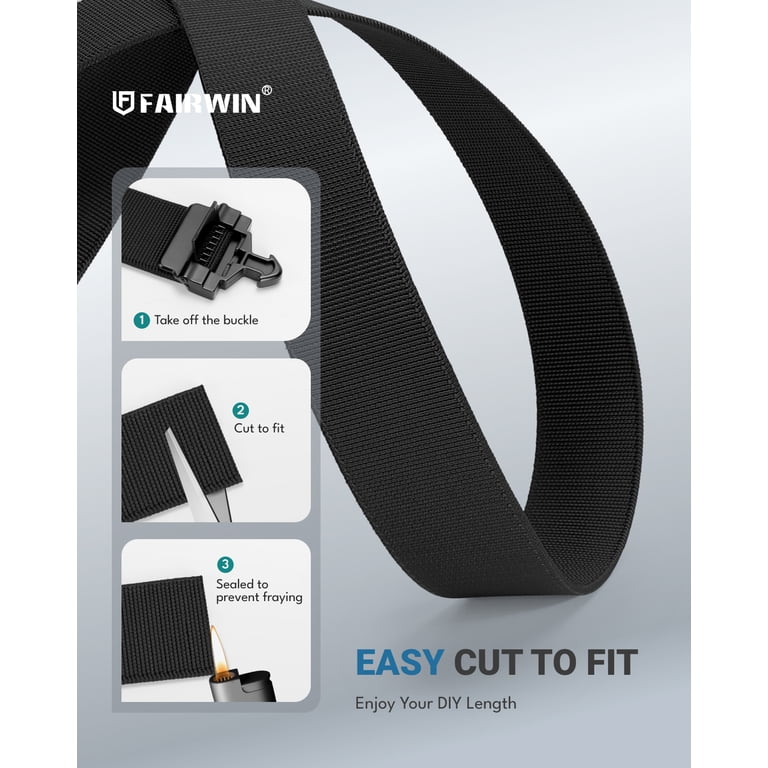 Fairwin Men's Stretch Nylon Web Belt, Black photo 7