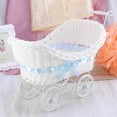 thumbnail image 2 of TABLZONE Decorative Wicker Baby Stroller Basket with Knitted Flower Design, Cloth, and Lightweight, 2 of 6