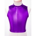 thumbnail image 2 of Oyolan Kids Girls Sleeveless Mock Neck Tank Top Modern Ballet Dance Gymnastic Sports Bra Dancewear Purple 16, 2 of 7