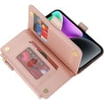 thumbnail image 6 of for iPhone 13 Wallet case,iPhone 13 Phone case with Zipper Card Holders for Women Slots Crossbody Flip Folio Book Cover with Credit Card Holder Men case - Rose Gold, 6 of 14