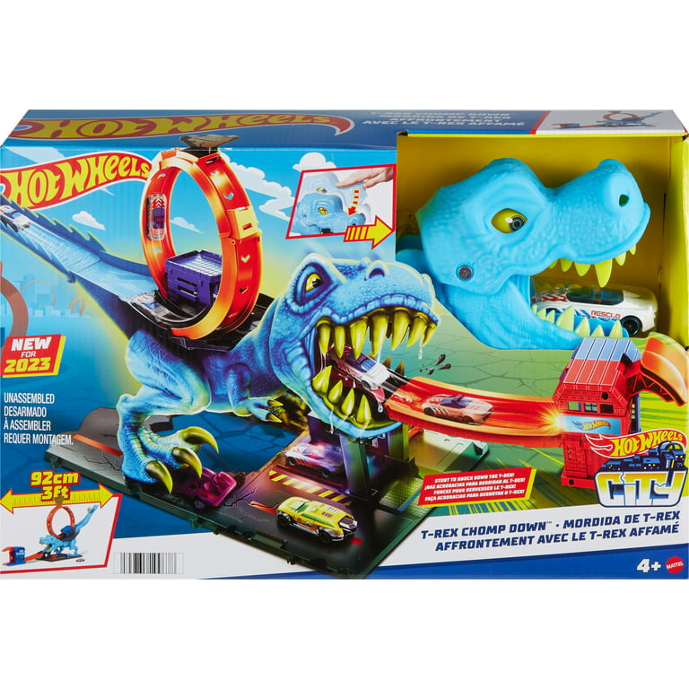Hot Wheels City T-Rex Chomp-Down Track Set with a Huge Loop & 1:64 Scale  Toy Car