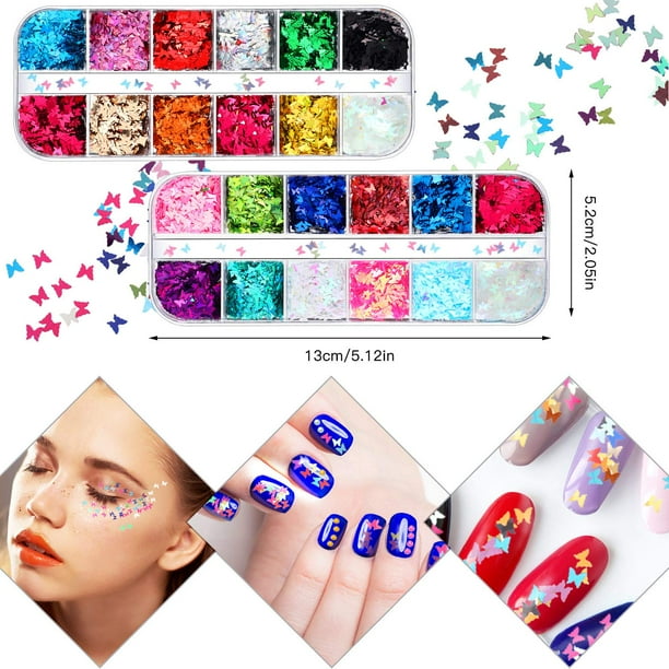 4000 Piece Holographic Crystal Nail Art Rhinestone and 2 Box Butterfly