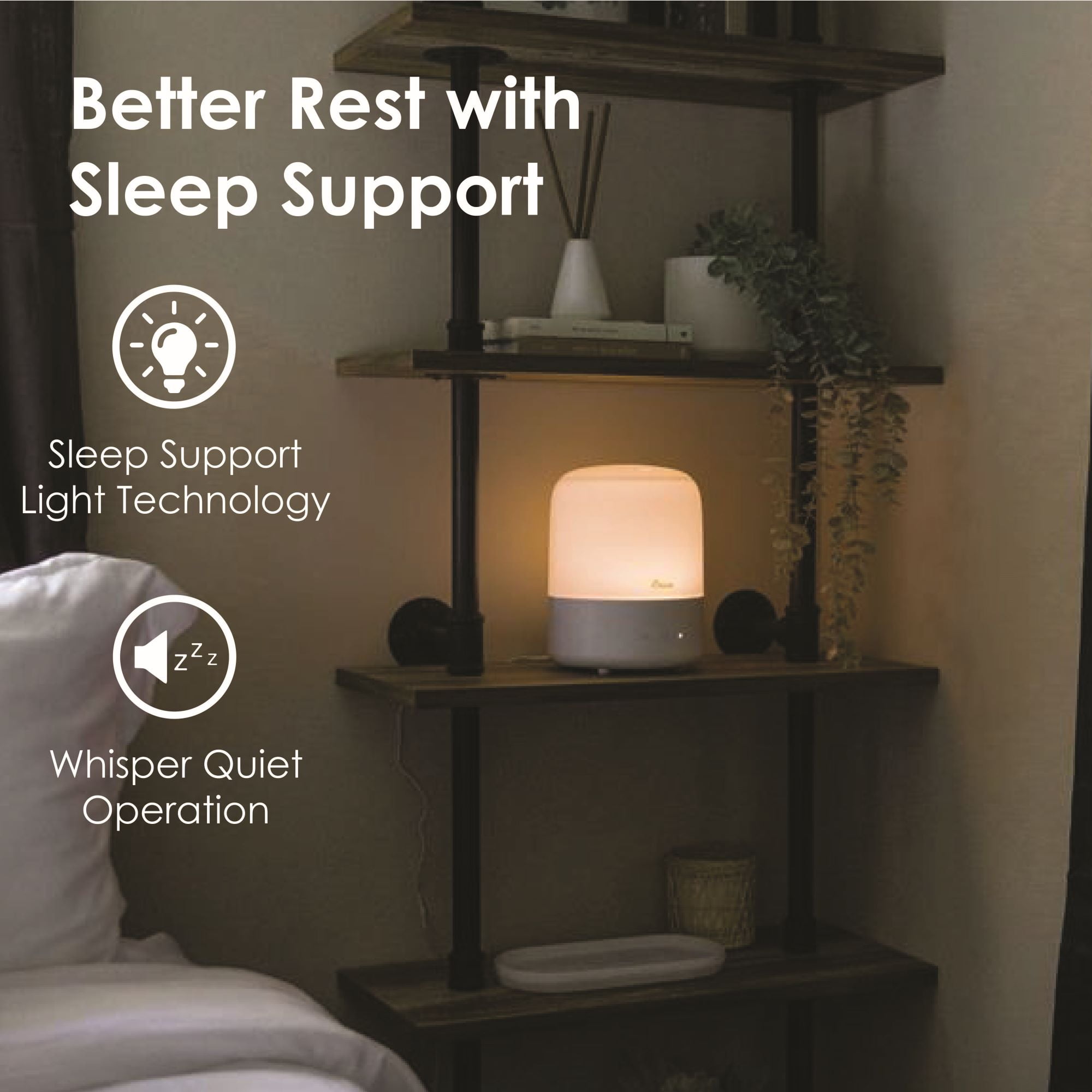 Compact 3-in-1 Cool Mist Humidifier, 0.5 Gallon Portable Room Humidifier with Sleep Support Night Light, Essential Oil Aroma Tray, Small Bedroom & Nursery Moisture Control