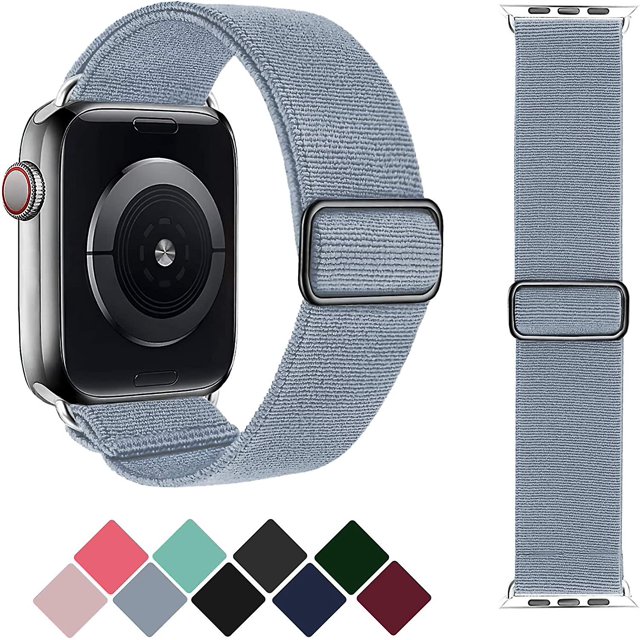 Heytea Correa elástica Solo Loop compatible con correas de Apple Watch de 42 mm, 44 mm y 45 mm, banda trenzada de nailon elástico y hebilla ajustable, correa deportiva para hombres