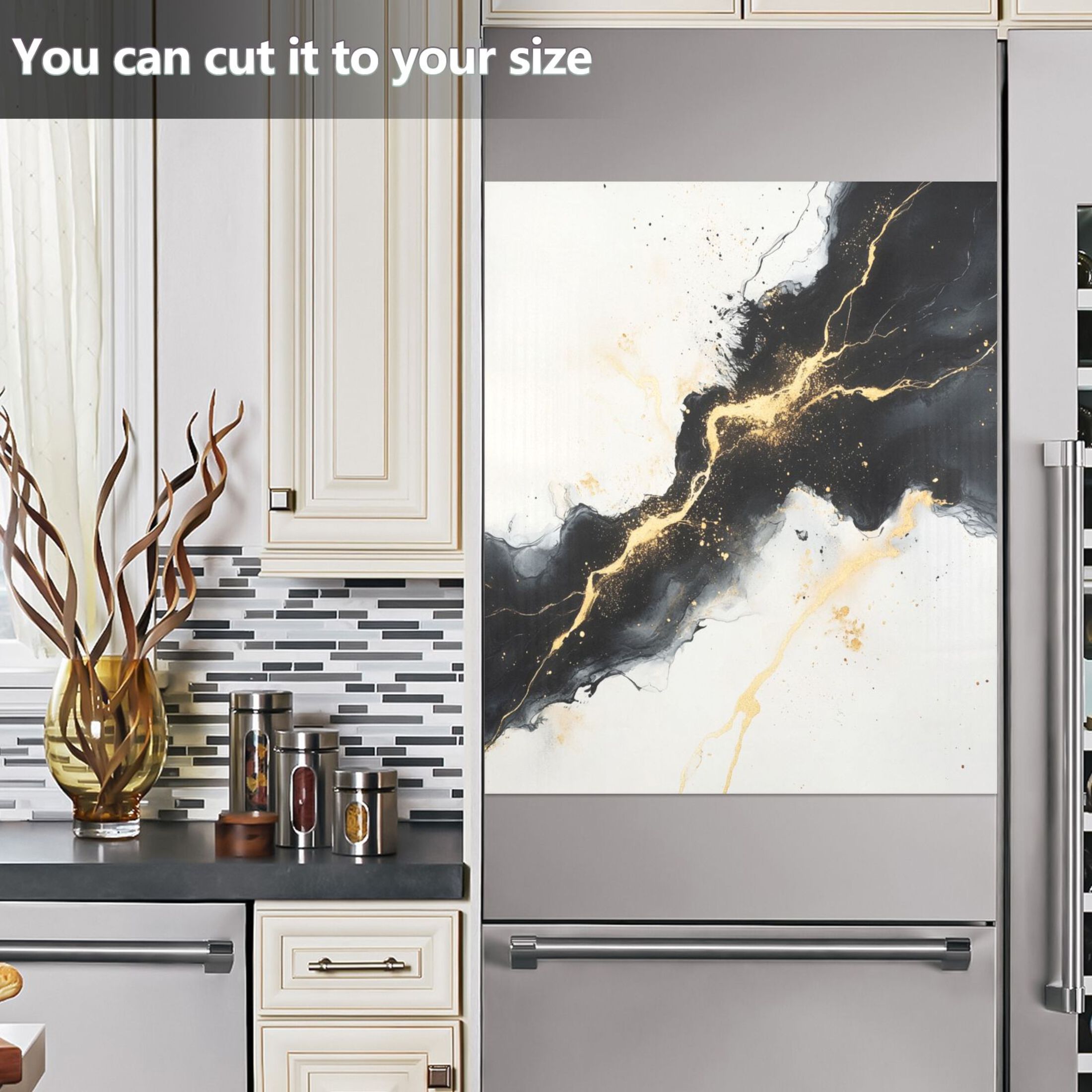 Dishwasher Magnetic Sticker 23x26 Inch Refrigerator Magnetic Sticker Washing Machine Magnetic Sticker Kitchen Panel Magnetic Sticker Home Decor Black Beautiful Marble