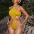 thumbnail image 4 of Sngxgn Women's Vintage Padded Push up Swimsuits Tummy Control Bathing Suits Swimwear(Yellow,M), 4 of 8