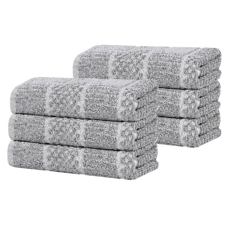 Superior Naples Viscose Cotton Blend Medium Weight Hand Towels, Set of 6, Charcoal