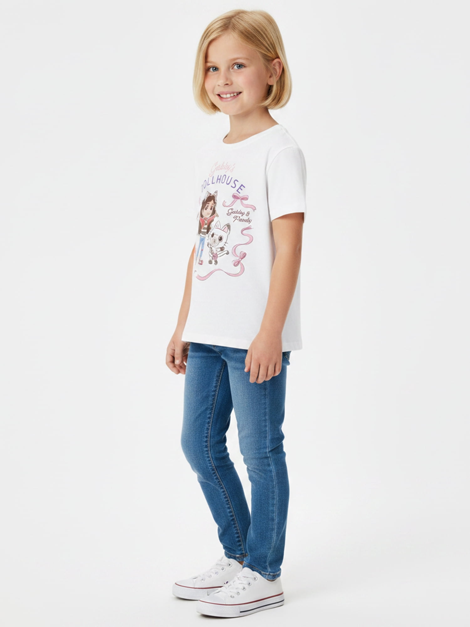 Gabby's Dollhouse, Girls' Short Sleeve T-Shirt, Gabby and Panda, Sizes 4-16
