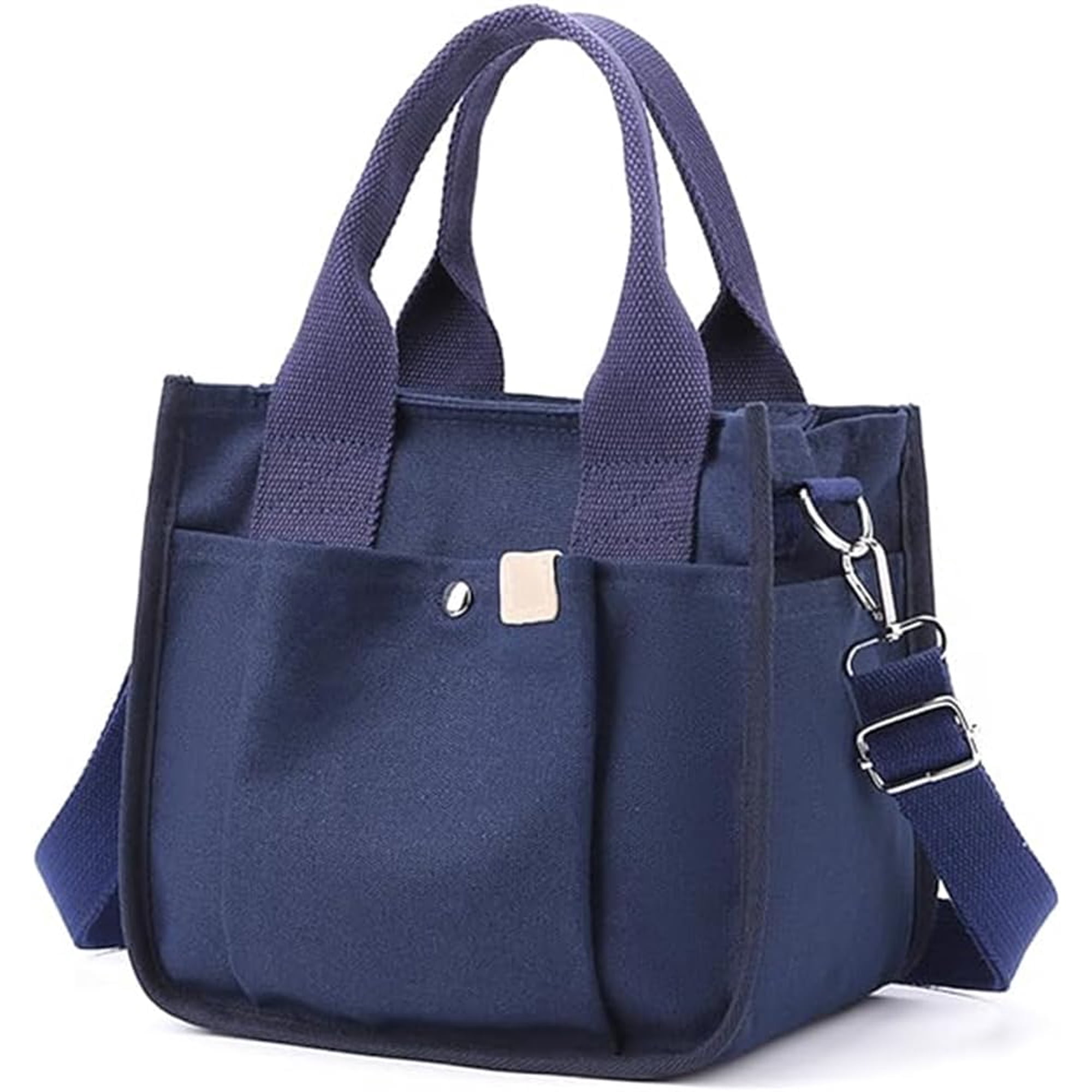 NCY Small Canvas Tote Bag with Zipper Canvas Multi-Pocket Crossbody Bag Purse Top Handle Satchel Handbags