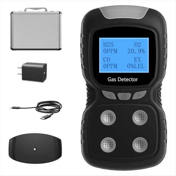 Monitor de 4 Gases, Detector de 4 Gases para H2S, CO, LEL y O2, Adopta un Chip de Adquisición ADC de Alta Precisión y un Nanoprocesador B de 32 Bits