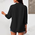 thumbnail image 6 of Godom Womens 3/4 Sleeve Button Down Shirts Cotton Linen Tops V Neck Casual Loose Fit Blouses, 6 of 7