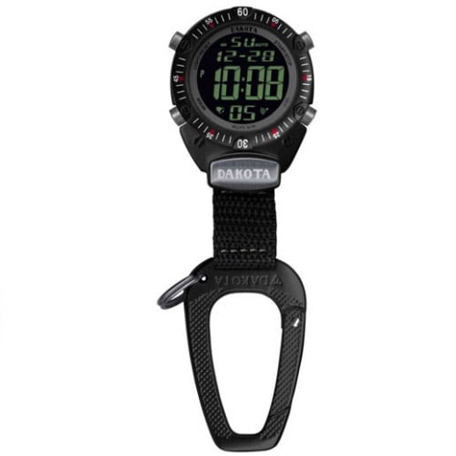 Black Strap Digital Clip Watch with Alarm and Stopwatch by DAKOTA