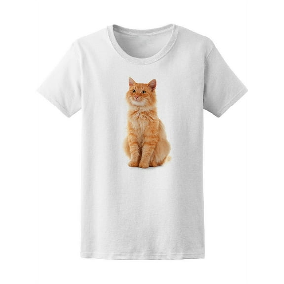 Fluffy Red Cat Photograph T-Shirt Women -Image by Shutterstock, Female Medium