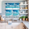 thumbnail image 6 of Kitchen Window Curtains Valance and Tier Set, Sea Wave Blue Sky White Clouds Rod Pocket Tier Curtain Valance Set, Summer Beach Theme Light Filtering Cafe Curtains for Bedroom Living Room, 6 of 9