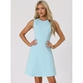 thumbnail image 2 of DARING DIVA Work Solid Color Sleeveless A-Line Flared Dresses M Light Blue, 2 of 6