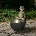 thumbnail image 1 of Meditating Frog Polyresin Fountain with LED Lights, 1 of 5