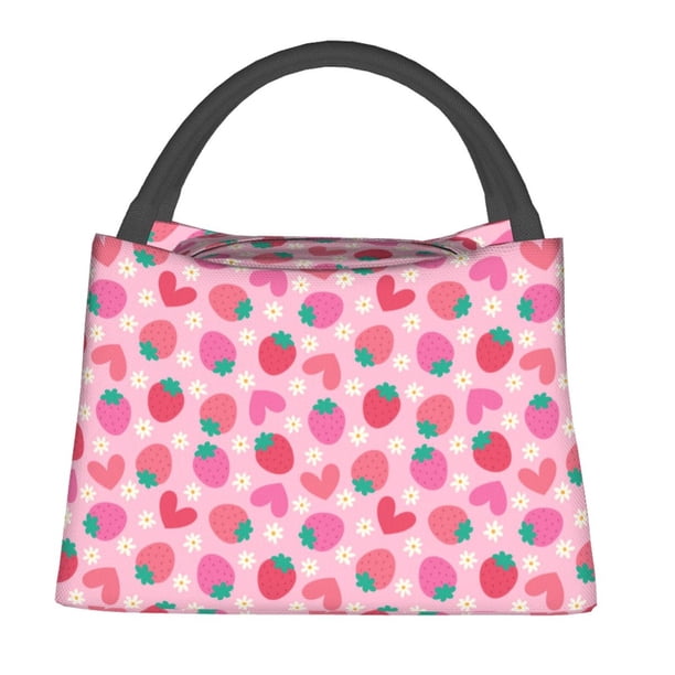 Fotbe Haear Strawberry Bolsa Térmica Portátil con Estampado, Bolsa de Entrega de Alimentos Aislada, Bolsa Reutilizable de Gran Capacidad para Comidas y Supermercado