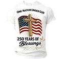 thumbnail image 3 of Havenx 250 Years Of American Independence T-Shirt for Men Cross and American Flag Crew Neck Shirt Short Sleeve Fun Graphic T-Shirts 250 Years Of Freedom Cross Patriotic Tees,White M, 3 of 4