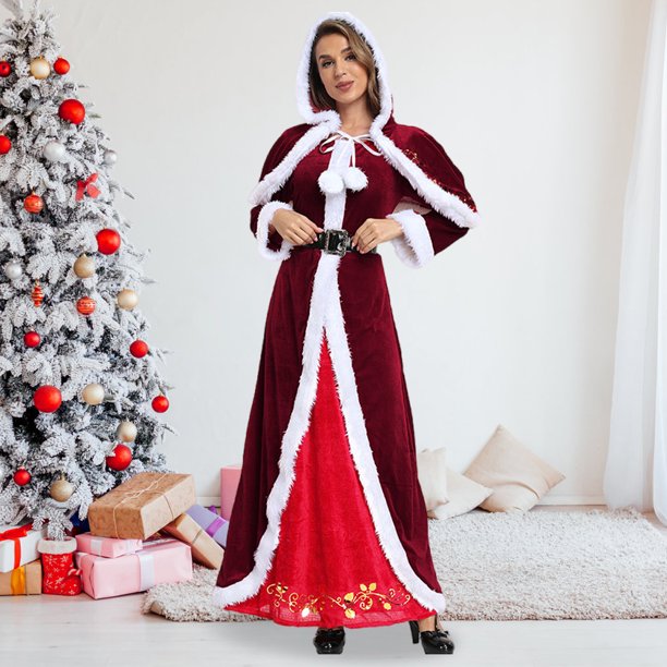 Disfraz de Papá Noel Disfraz navideño de Papá Noel, disfraz de Papá Noel retro de lujo (chal 2XL)