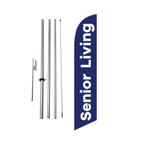 Senior Living Homes 15' Feather Banner Swooper Flag Kit w/ pole   spike