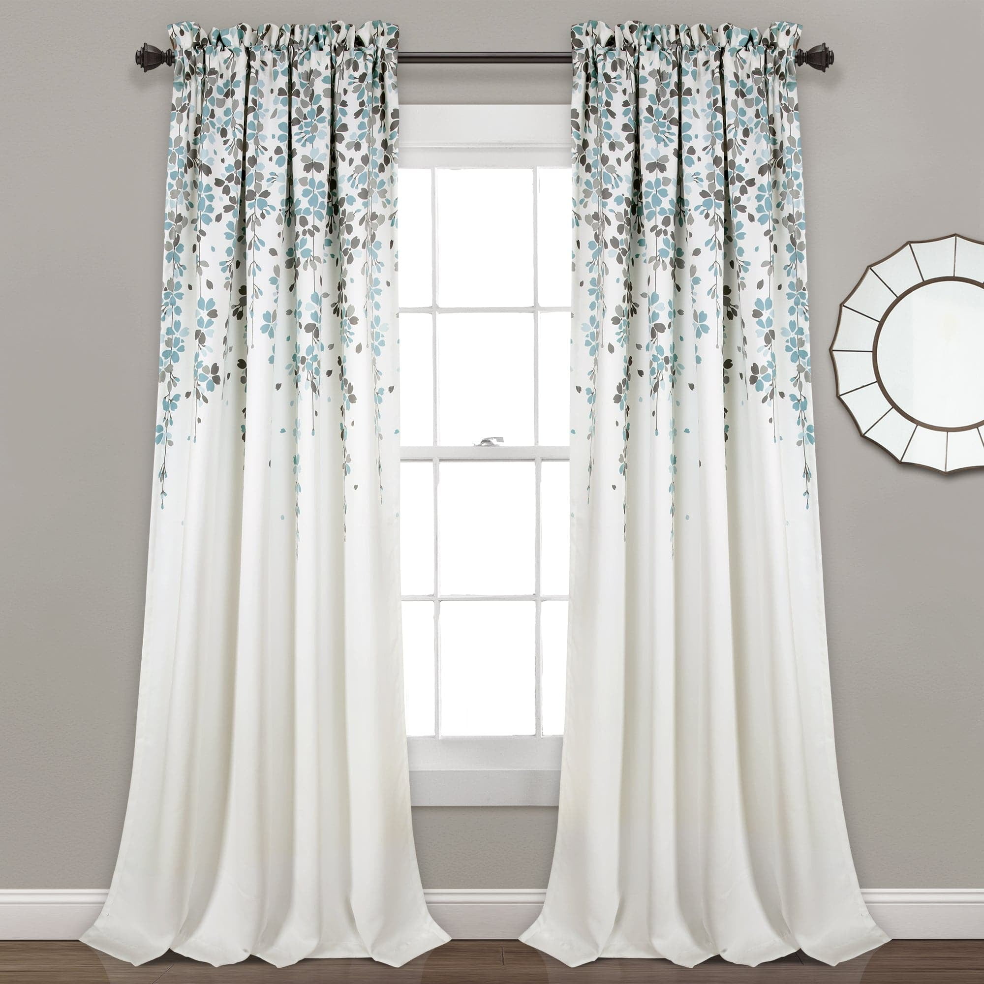 Half Moon Weeping Flowers 2 Piece Curtain Panel Set