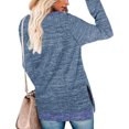 thumbnail image 4 of Blusa Manga Larga Bloqueo De Color Cuello Redondo Abertura Lateral Tops Básicos Cómodos Para Mujer Colorido Azul L, 4 of 6