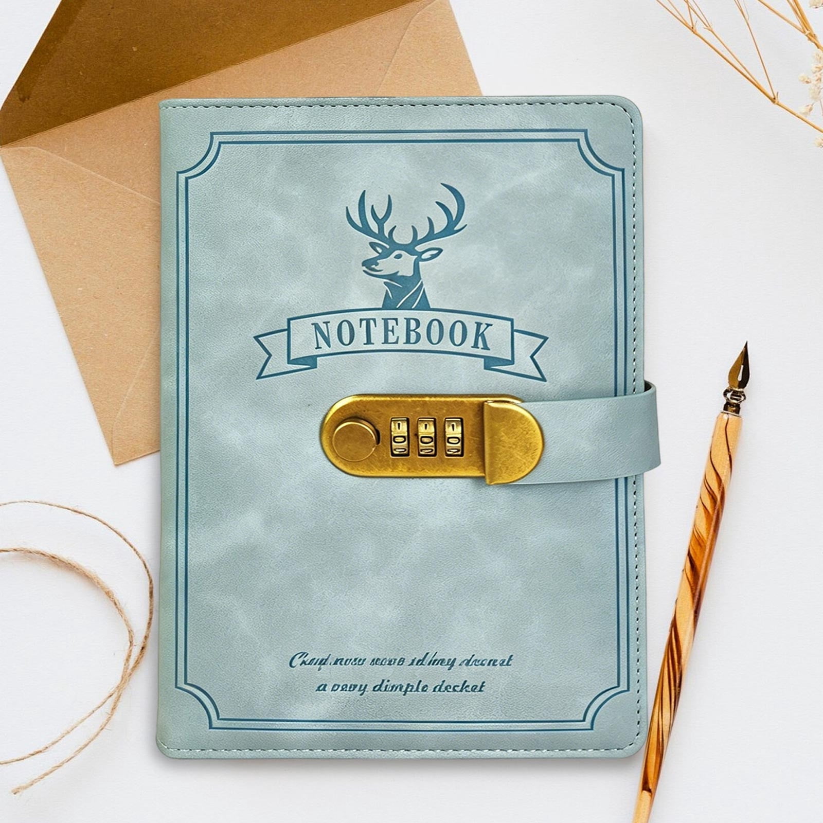 A5 Deer-Head Notebook with Lock and Combination Notepad Business-Style Thickened Diary Planner