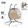 thumbnail image 2 of Double Swing Egg Chair, 2 Person Basket Hanging Chair with Stand and Cushion, 600lbs Hanging Egg Chair for Garden and Patio, 2 of 8