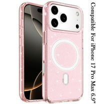 XPM for Apple iPhone 17 Pro Max Phone Case, MagSafe Compatible Glitter Sparkle Bling Hybrid Case with Magnetic Circle, Slim TPU & Hard PC Frame Cover for Apple iPhone 17 Pro Max (6.9") (Pink)